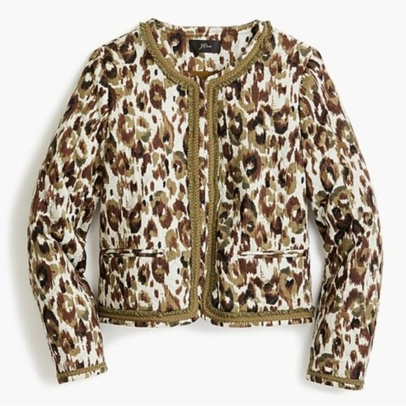 J. Crew Jackets & Blazers - NWT J.Crew quilted lady jacket in autumn cheetah print size small olive green